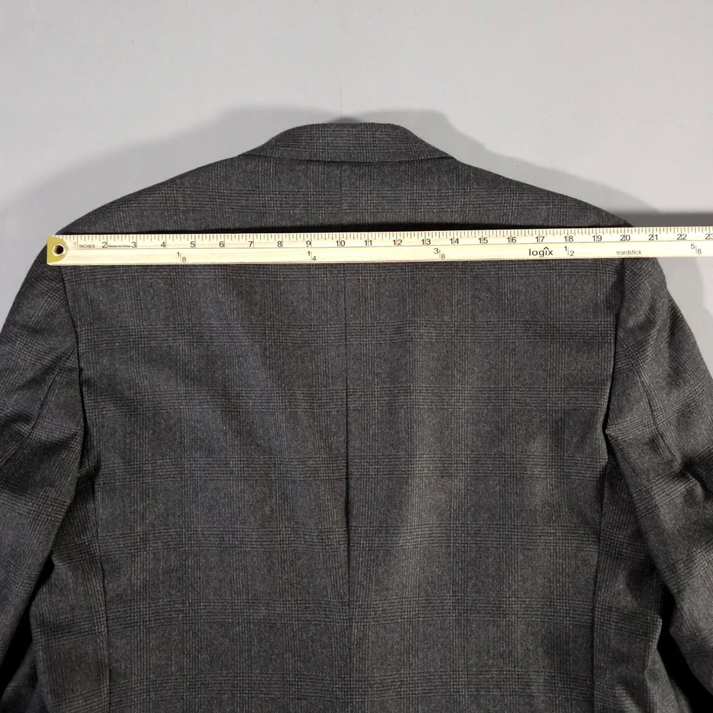 Jos. A. Bank Suit Mens 44R Gray Wool Cashmere Plaid 2-Button Pleated Cuffed